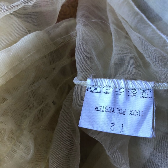 Vintage Sheer Yellow Ruffle Sleeveless Blouse - Picture 13 of 14